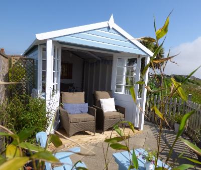 Beach hut fun at Pebble Cottage